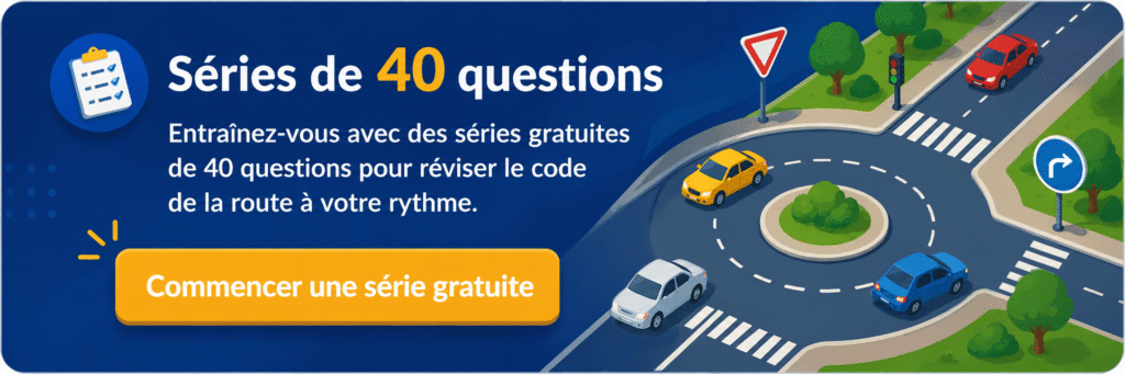 Séries gratuites de 40 questions pour réviser le code de la route en ligne