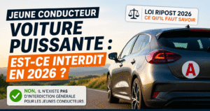Jeune conducteur et voiture puissante : réglementation et loi RIPOST en 2026