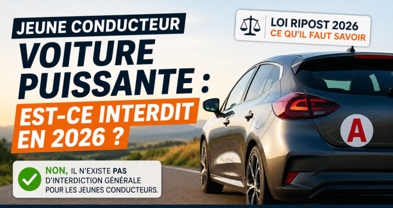 Jeune conducteur et voiture puissante : réglementation et loi RIPOST en 2026